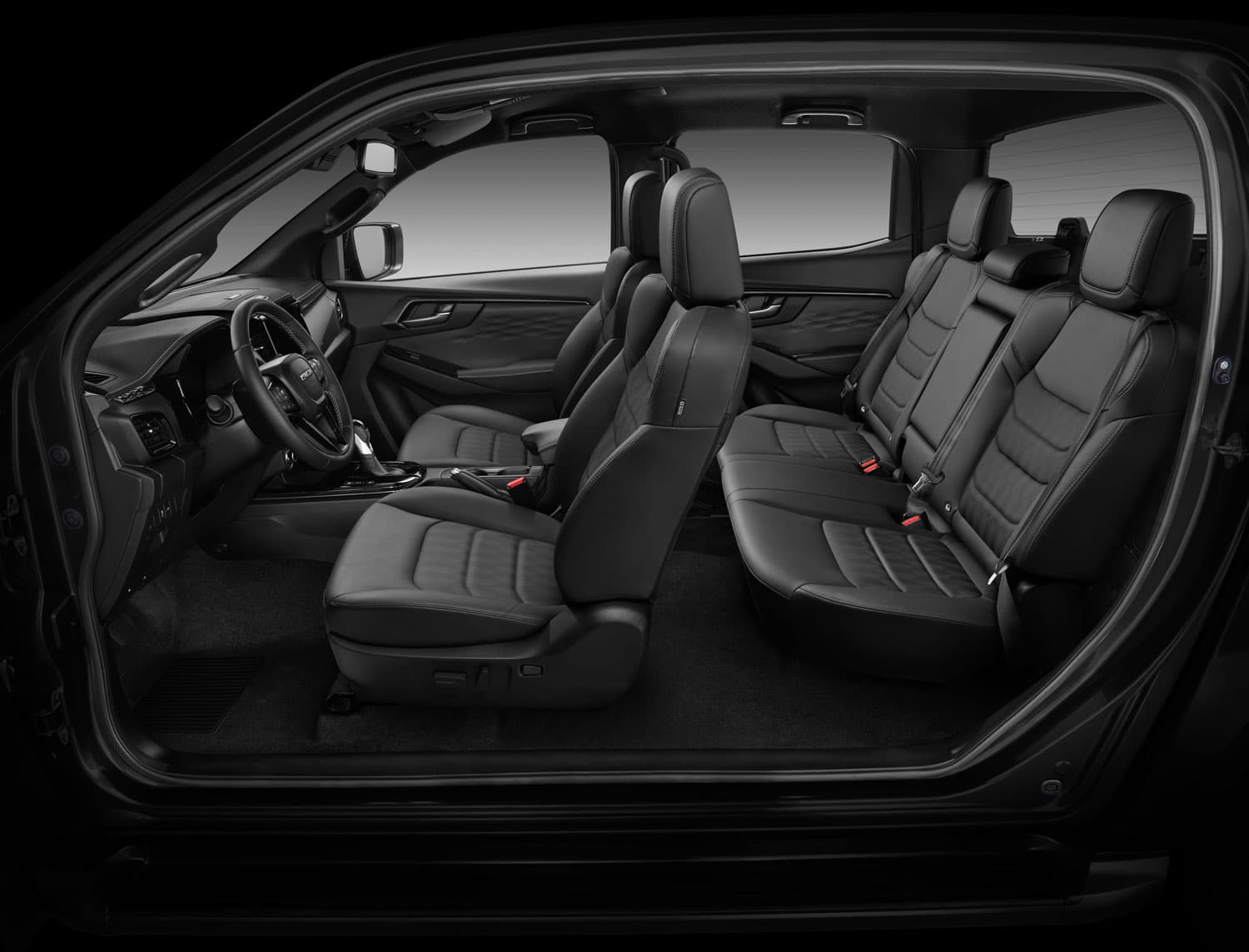 Black leather interior side view