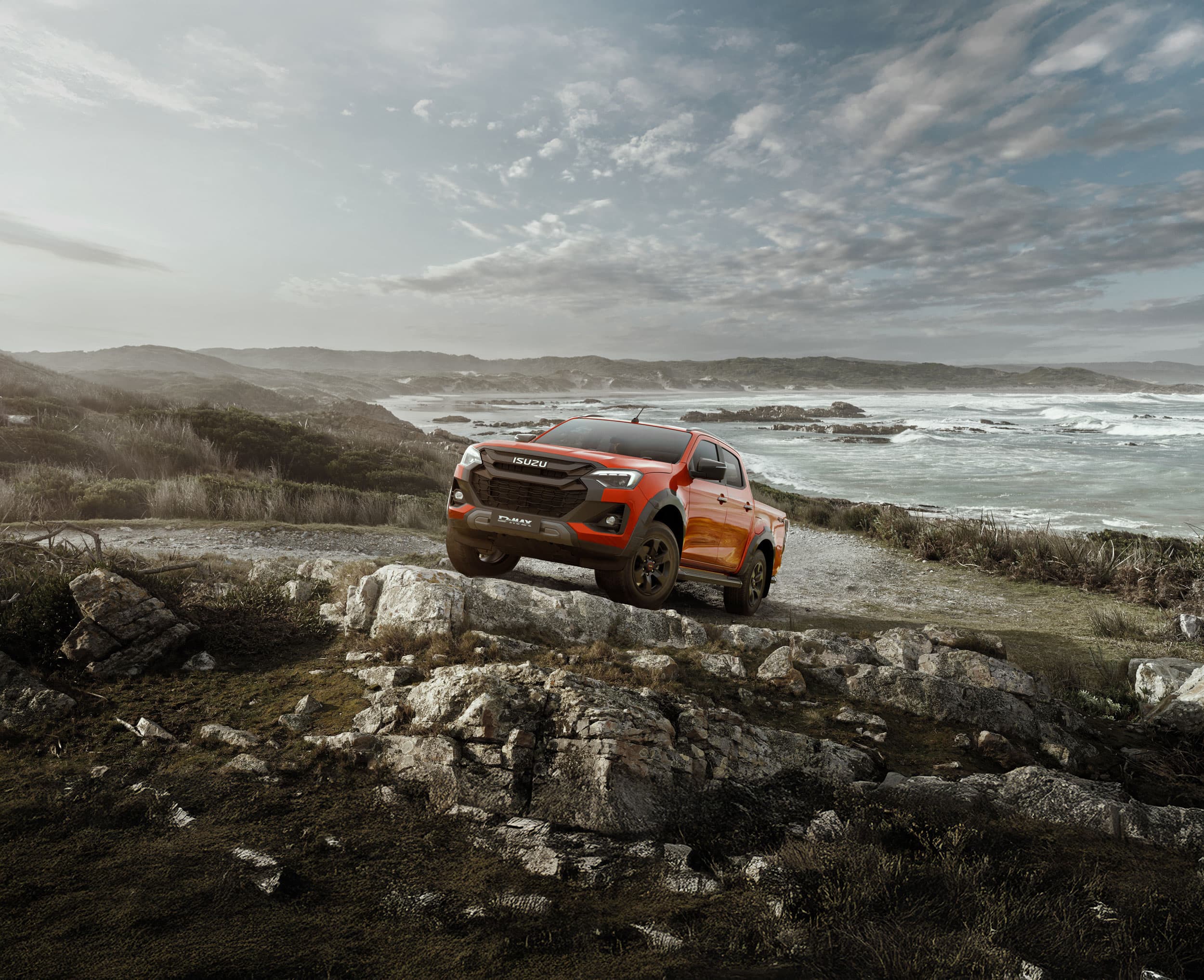 D-Max V-Cross Double Cab on a seaside road